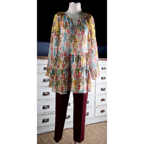 Anthropologie Sasha Button Fly Wine Trousers New 4 - Picture 4 of 16